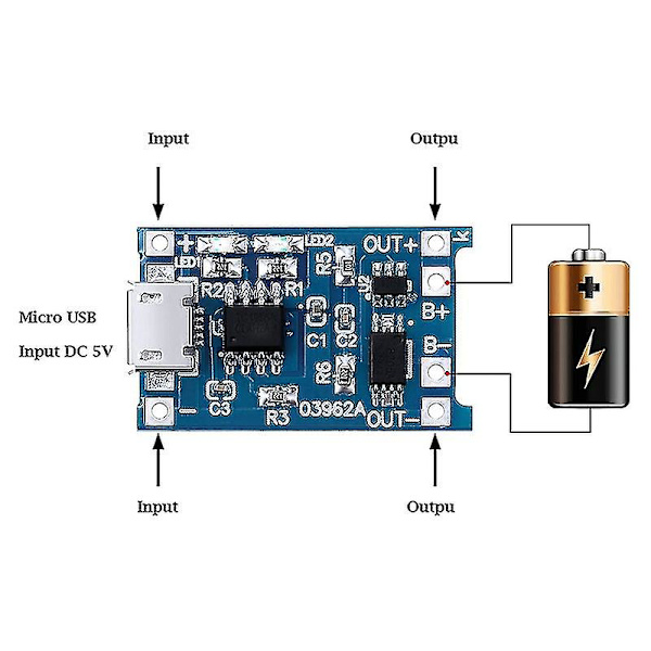 For Tp4056 Latausmoduuli Latauslevy 18650 Bms 5v -usb 1a 1865