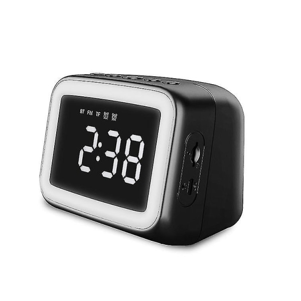 Lazy Home Night Light Bluetooth Speaker Clock Tf Card Mirror Electronic Digital Alarm Clock With Fm Radio (black)