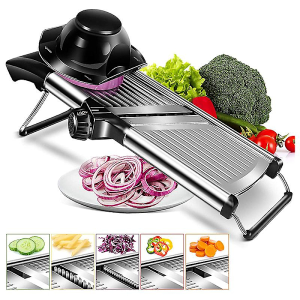 Justerbar Mandolin i 304 Rostfritt Stål, Grönsaksrivare, Professionell Slicer, Grönsakskutter med Blad, Köksredskap