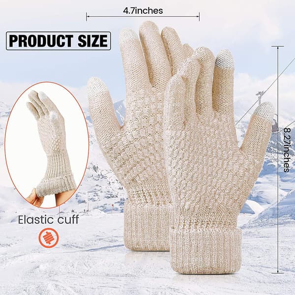 2 Par Dam Vinter Pekskärmsvantar Varma Fleecefodrade Stickade Vantar Elastisk Manschett Vinter Textning Vantar