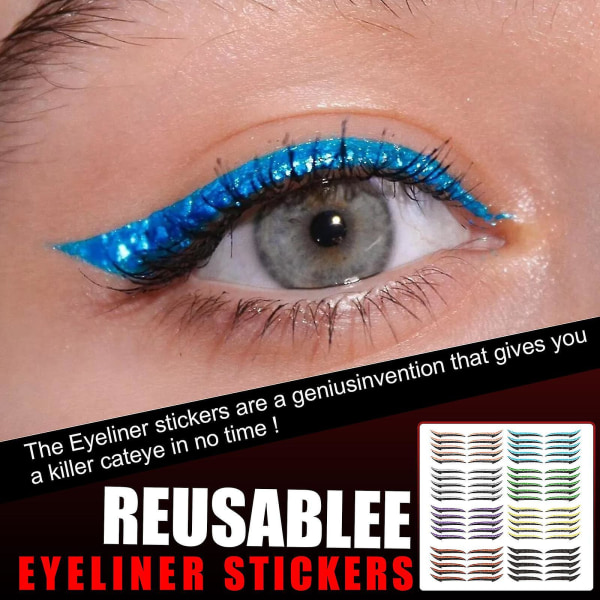 Orange Grøn Grå Blå Dobbelt øjenlåg Flash Sølv Lys Eyeliner Sticker Dobbelt øjenlågsmærke