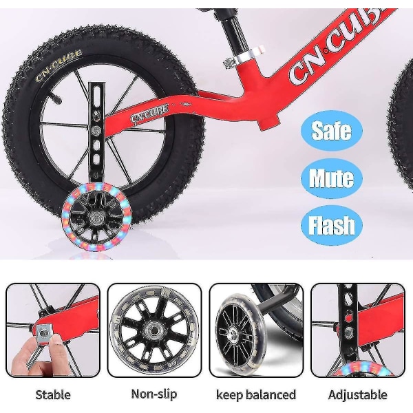 Sykkelhjelpetreningshjul, 1 par sykkelhjelpetreningshjul for barn, svarte sykkelstabilisatorer, støttehjul for gutter og jenter