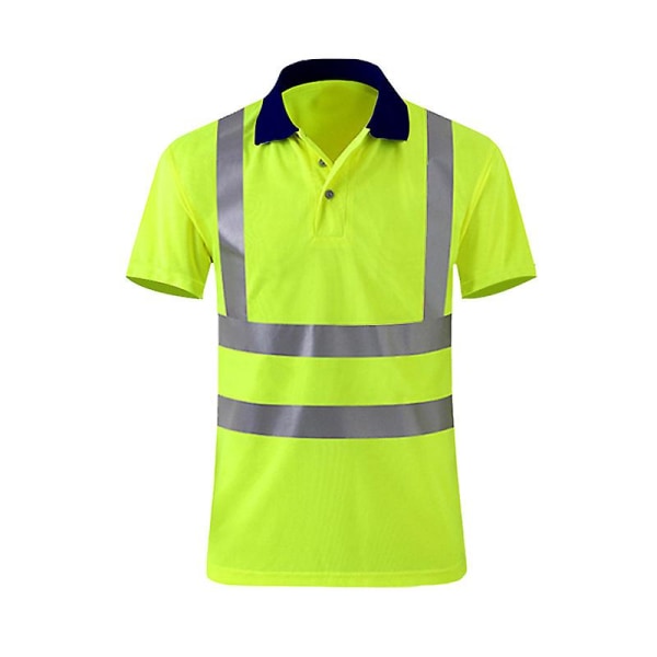 Skjorte Polo kortermet med fleksjon gul blå for jobbsikkerhet størrelse xlegnet for byste 120 og lpaule 58