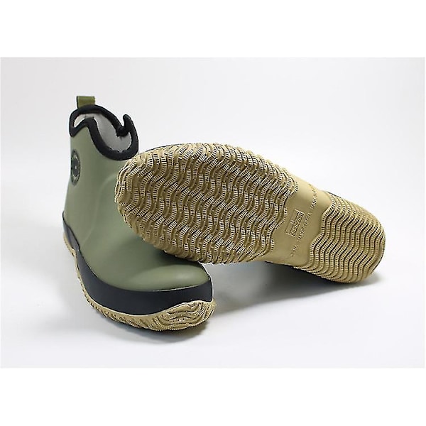 Herr Slip-on Regnstövlar Vattentäta Gummistövlar Ankelstövlar Utomhus Casual Fiske Stövlar Man Plattform Booties Green 46