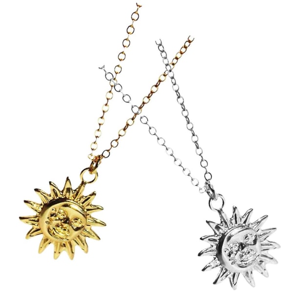 2 st Sol och Måne Halsband Hänge Halsband Trendigt Halsband