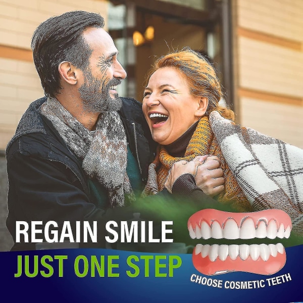 2 sæt tandproteser, øvre og nedre tandproteser, naturlige og komfortable, beskytter tænder og genvinder selvtillid og smil