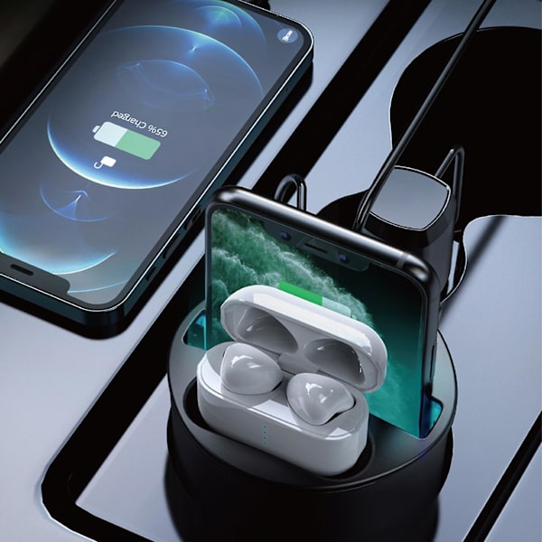 Trådløs billader i koppholder for Airpods, USB-hurtiglader for bil, multifunksjonell telefonholder for bil C1e3