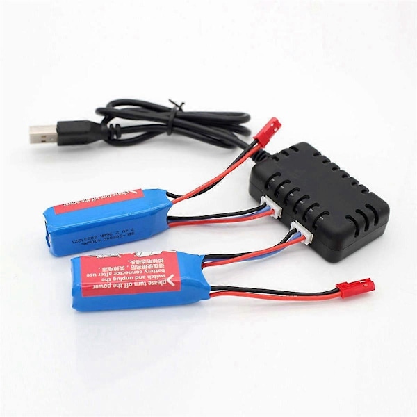 2kpl 7.4V 400mAh Akku USB-kaapelilla K969, K989, 284161, 284131, 284010 RC-auton päivitysosiin
