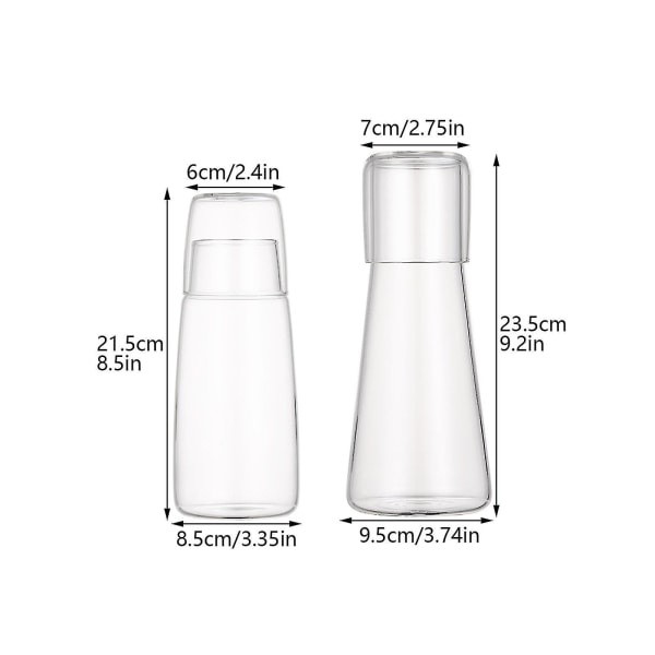 750ml/850ml Drikkekolde Kedelsæt Kedel Vandglas Varmebestandig Gennemsigtig Smoke Grey 750ml