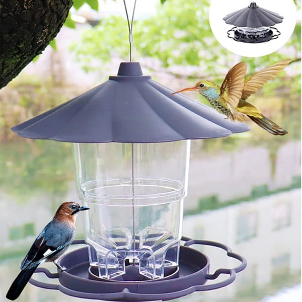 Fuglemater, utendørs lanterne fuglemater, vanntett fuglemater, hengende hus fuglemater for hjemmeterrasse, hage, lyktestolpe