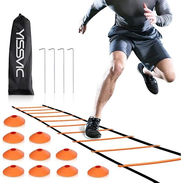 Agility Ladder Speed Ladder 6M 12-Rung med 10 kjegler og 4 plugger
