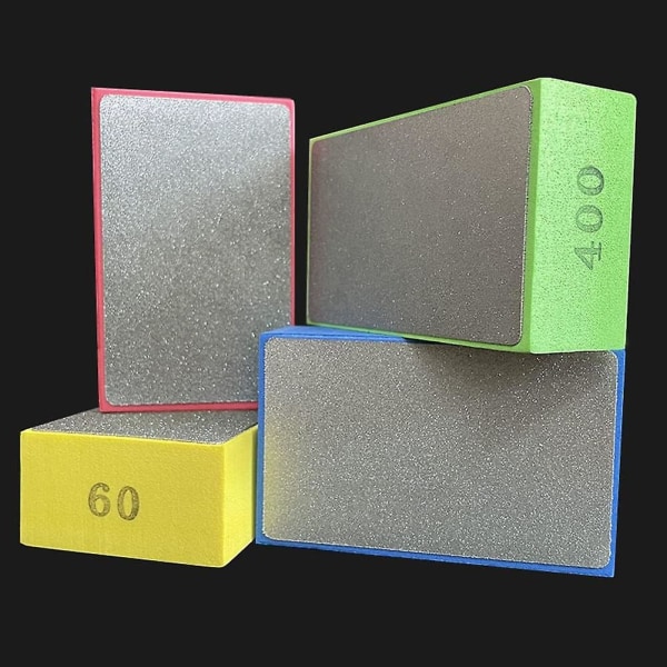 4-pakke diamant håndpoleringsputer for sliping av betong, glass, stein, granitt, marmor 60#, 100#, 200#, 400# (som vist)