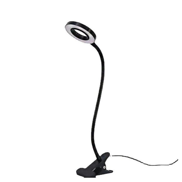 Klipsbar LED-skrivebordslampe 360 fleksibel klipsbar leselampe 3 lysmoduser Usb LED-skrivebordslampe for studie og arbeid, svart