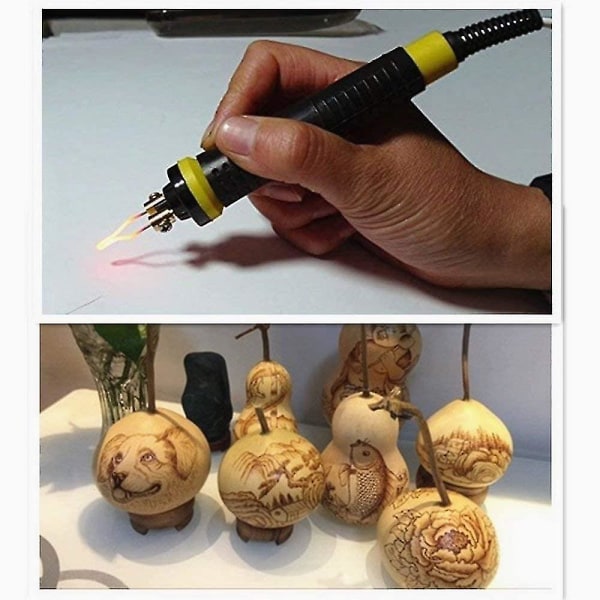 60w Digital Display Pyrografi Pen Set Trebrennende Pen Gummiisolasjon Håndverk Verktøysett