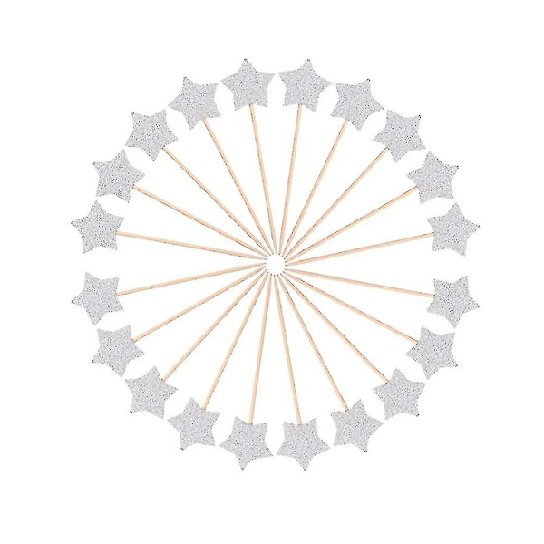 60 kappaletta kimaltelevaa hopeatähteä kakkukoristeet Pentagram kakkujälkiruoka