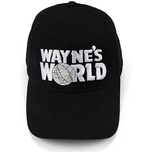 Baseballkasket, Wayne's World Broderet, Unisex Voksen Casual Kasket - Sort