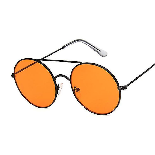 Vintage Metalliset Pyöreät Aurinkolasit Naiset Persoonallisuus Musta Suuret Punaiset Aurinkolasit Sävyt Naisten Aurinkolasit Uv400 BlackOrange