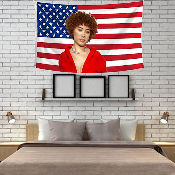 Ice Spice Flag 3x5 Ft Ice Rapper Spice Flag Amerikansk Flag Tapet För Sovrum Vardagsrum Sovsal Vägg B