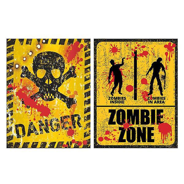 2 st Utomhus Dekor Halloween Varningsskylt Halloween Plack
