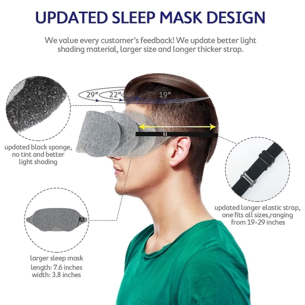 Cotton Sleep Mask - Oppdatert design, lysblokkerende øyemaske S