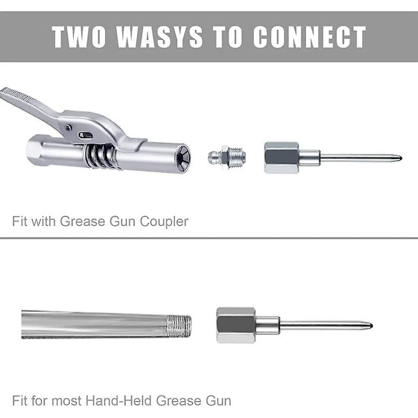 1-2PCS Fettpistol Injektor Spets Nål Fäste Kopplingar Kit Lätt Användning