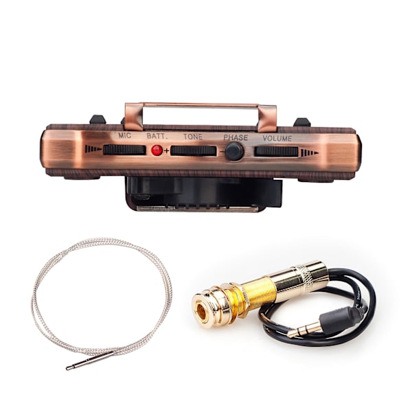 Akustisk guitar lydhul pickup dual pickup tilstande piezo + mikrofon understøtter lydstyrke tone justering fase funktion nem installation til 36-42 tommer klassisk