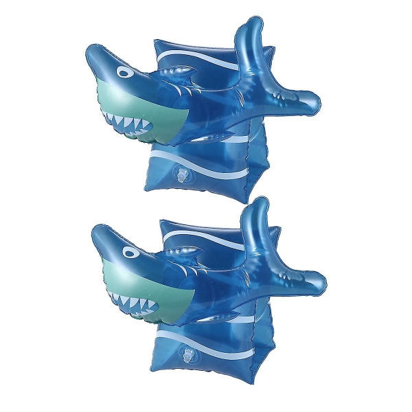 2 par rør vannvinger oppblåsbare tegneseriehaiarmbånd flyteermer for barn Svømmetrening