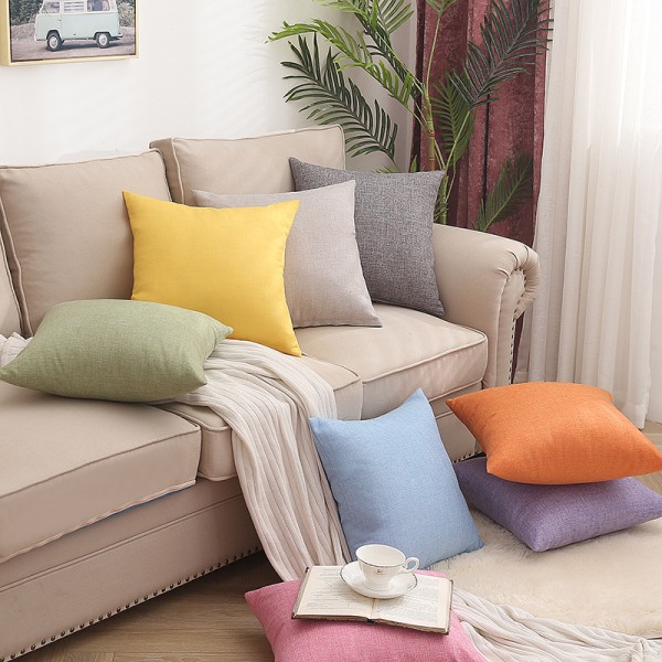 Vandtæt linned udendørs pude, sofadekoration, havepude (varm orange 5 Warm orange 55*55cm