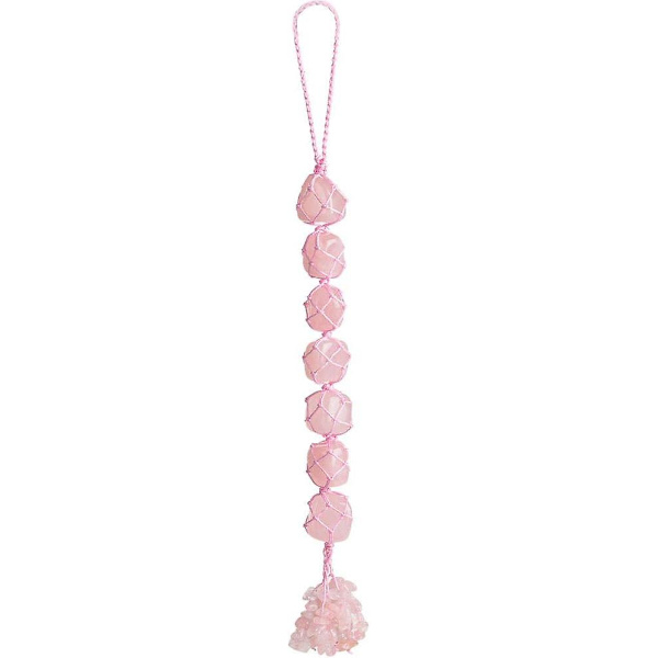 Håndlagde krystallvindushengere til bil - 7 chakra-hjemmedekorasjon - Feng Shui-ornament - Yoga-meditasjonsdekorasjon - Tumbled Palm Stones, rose Qua