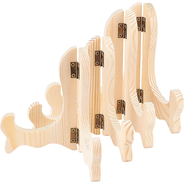 4 stk. 2 størrelser træ staffeli display stand, 5,5''/4,7''(14cm/12mm) små pladestativer Crday gave