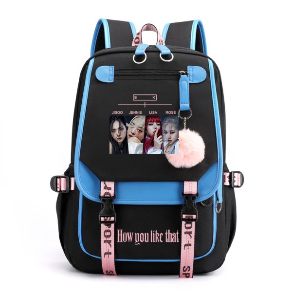 BLACKPINK Rygsæk Skole Taske Black with blue girl new