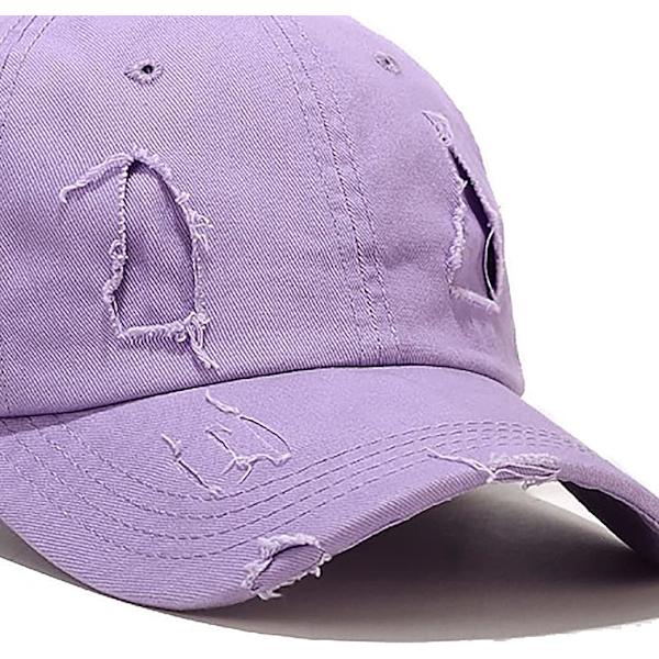 Vintage Distressed Washed Baseball Cap Mænd Kvinder Justerbar Trucker Hat Golf Dad Hat(Lilla) Purple