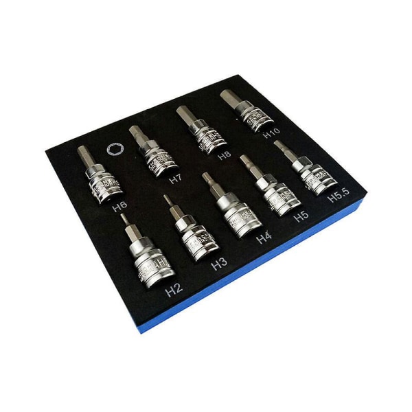 Ratchet And Socket Set Set Of 9 Hex Sockets For Metric Allen Key 3/8" Dr Drive 2-10mm