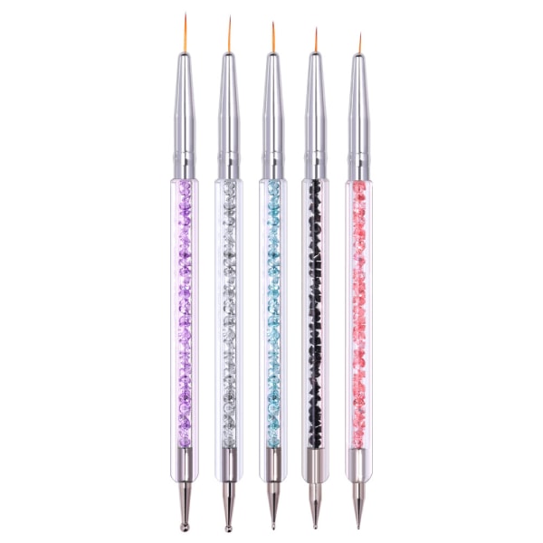5 delar Nail Art Liner-borstar, UV-gelmålning Nail Design Penselpenna, Nail Dot