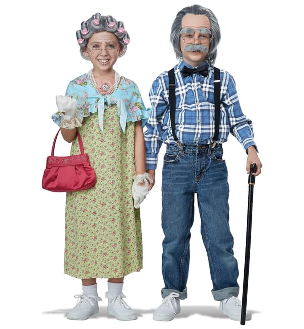 Gammal dam mormor 100 dagar i skolan bokvecka barn flickor kostym kit