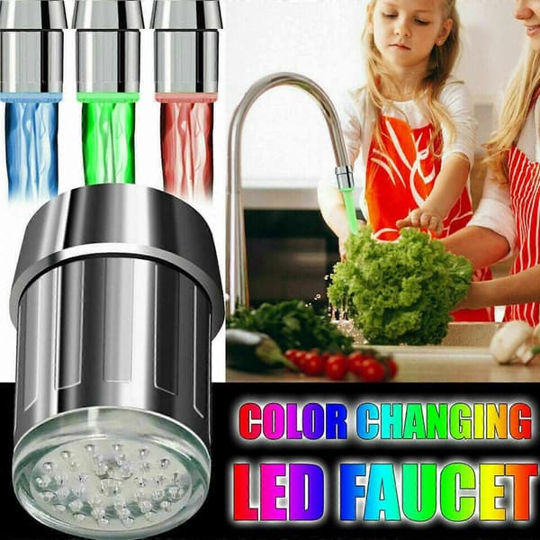 7 farveskiftende temperatursensor LED-lys glød vandhane strømhane