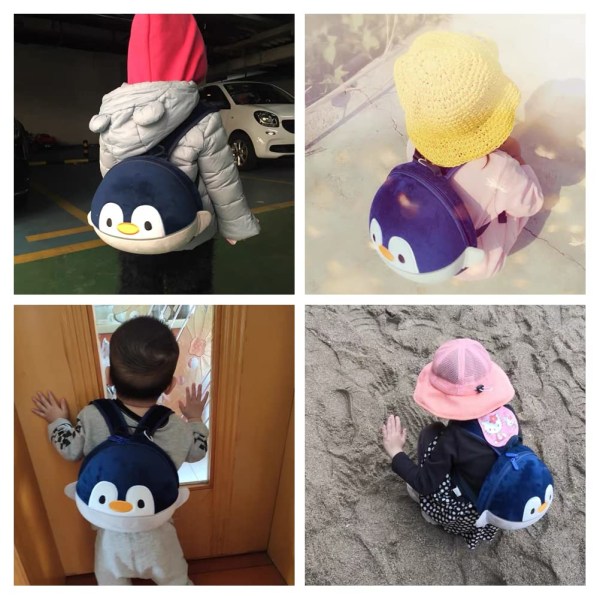 Taaperon reppu hihnalla vauvalle, lasten reppuväline, söpö eläinreppu lapselle, pieni reppu esikoululaiselle (pingviini)