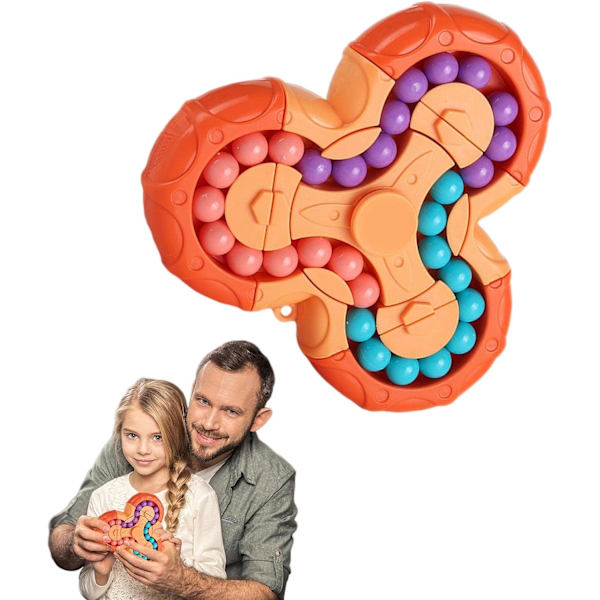 Seks-sidet roterende finger Rubik's Cube - Seks-sidet afstressende finger roterende legetøj - Puslespil afstressende puslespil spil sanse legetøj (Orange) orange