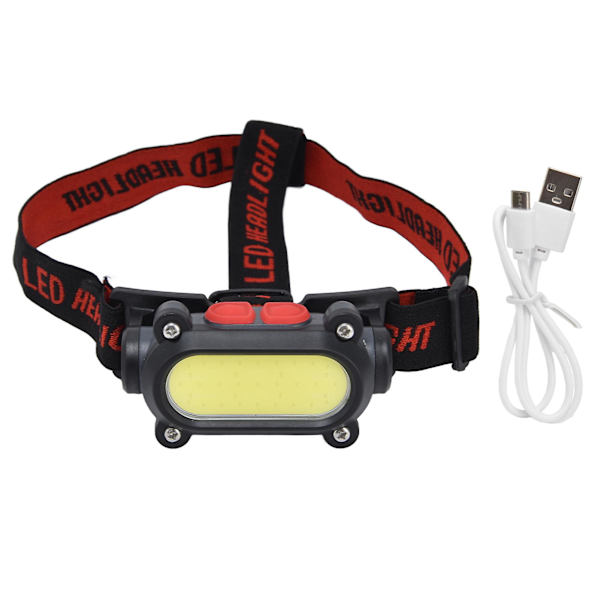 Pandelampe Cob Justerbar Usb Genopladelig Pandelampe Med Rødt Hvidt Lys Multi Mode Til Udendørs Camping Jagt