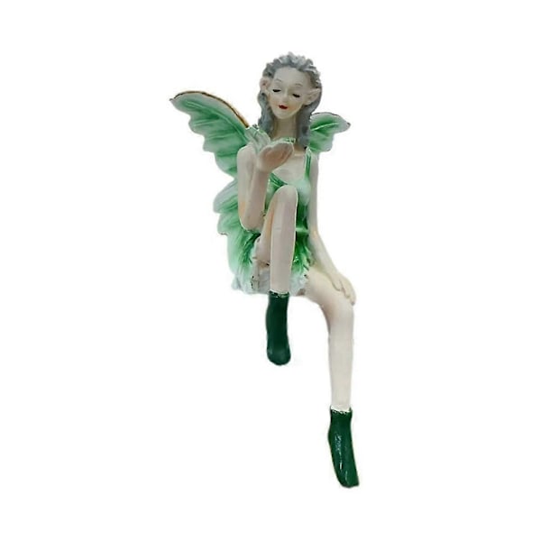 Blomsterfe Søt Jente Resin Engel Ornament Hjem Dekor Håndverk Statue Bar Skrivebord Fe Statue Dekor Cyan
