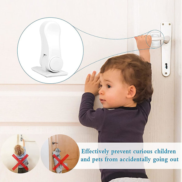 Baby børnesikkerhedslås 5 stk selvklæbende sikkerhedsdørhåndtagslås sikkerhedslås blok dørhåndtag Roterende dørhåndtagslås