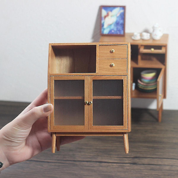 1/12 Miniature Simuleret Træskabsskabe Mini Kabinet Møbler Tilbehør
