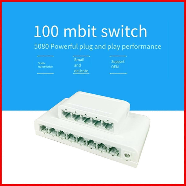 5 Port Data Switch, Netværks Hub, Desktop Ethernet Splitter, Plug & Play Skærmede Porte Blæserfri Støjsvag