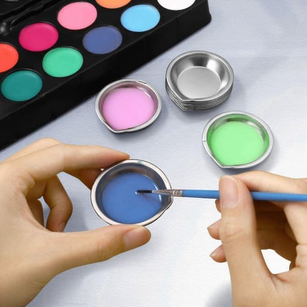 12 stk. Makeup Palette Rustfrit Stål Lille Rund Maling Bakke