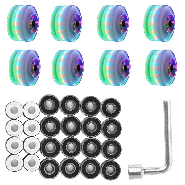 Skate Wheel Double Row Skateboard LED-belysning Blinkende Roller Cool Erstatning