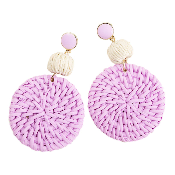 Ukendt Kvinde Boho Raffia Resort Strand Øreringe purple