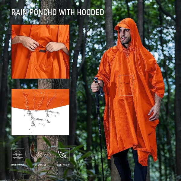 Hætte regnkappe Vandtæt regnfrakkejakke til mænd, kvinder, voksne