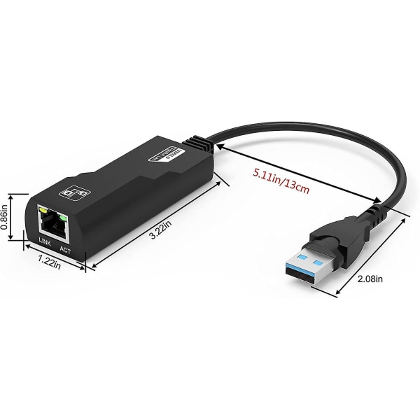 Usb Ethernet-adapter, Usb 3.0 til Rj45 Ethernet-adapter, 1000mbps LAN-nettverksadapter kompatibel med Windows 10/8.1/8/7/vista/xp, Mac Os 10.6 og nyere