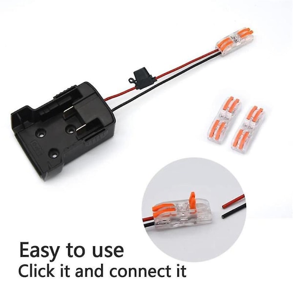 2 kpl Power Wheels -päivitysadapteri akkumuuntimelle 18 V, sulakkeella 12 AWG -johto (musta)