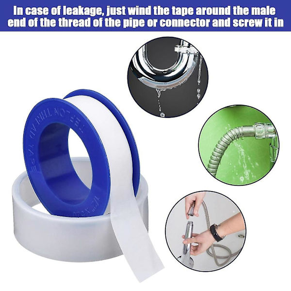 10 stk. Ptfe-tape, velegnet til VVS-arbejde, brusehoved-VVS-tape, rørforsegling, gevindforsegling, hvid